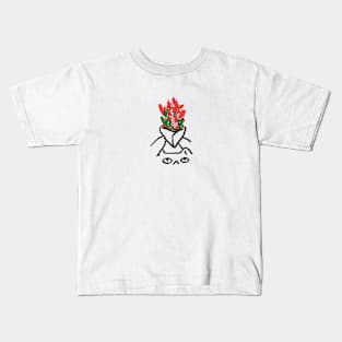 A cat with flowers Kids T-Shirt